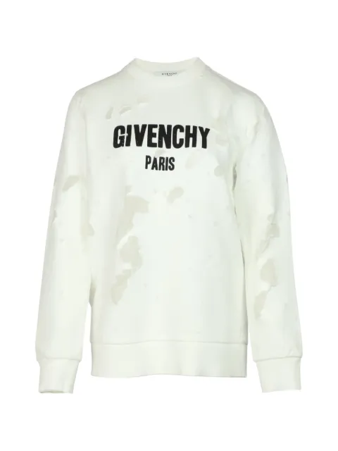 Givenchy Pre-Owned distressed chest-logo sweatshirt White NAPPUGBCL094819W