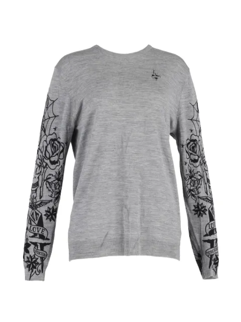 Moschino Pre-Owned printed-sleeves sweater Grey MRPPUGBCL425201M