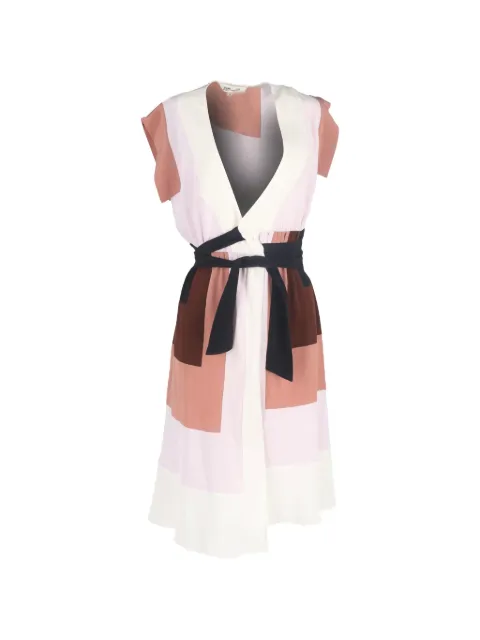 Diane Von Furstenberg Vintage Ingrid colour-block wrap midi dress Neutrals NAPPUGBCL445247W