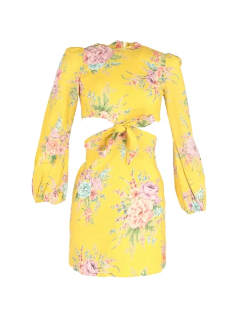 ZIMMERMANN ZinniafFloral cut-out mini dress Yellow NAPPUGBCL445739W