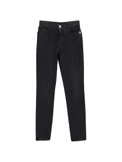 CHANEL Pre-Owned pinstripe straight-leg denim jeans Black NAPPUGBCL398564W