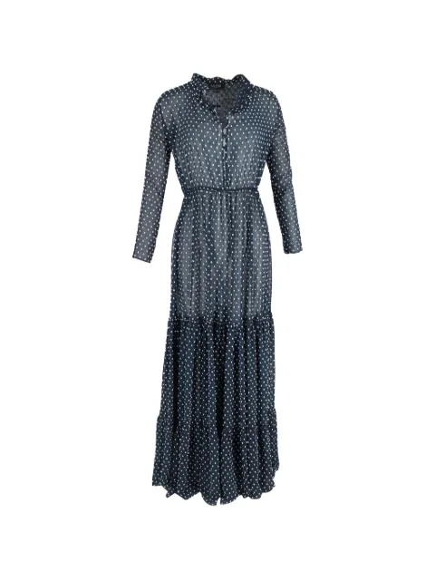 Saloni polka dot maxi long sleeve dress Blue NAPPUGBCL425266W