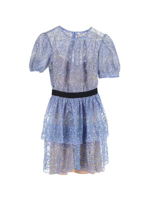 Self-Portrait lace sequined mini dress Blue NAPPUGBCL430609W