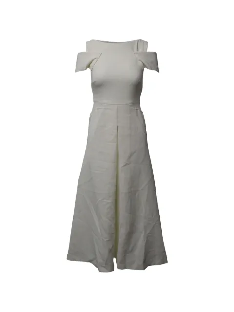 Rm By Roland Mouret cold-shoulder square-neck midi dress Neutrals NAPPUGBCL190751W