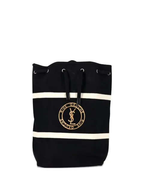 Saint Laurent Pre-Owned Rive Gauche embroidered sling bag Black TONPUGBBA346076W