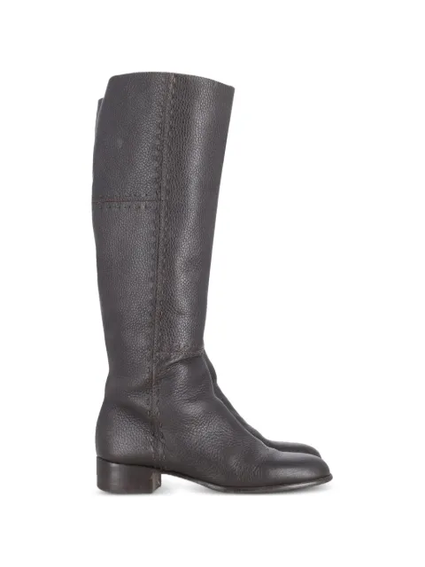 Fendi Pre-Owned stitch-detil knee-high boots Black NAPPUGBSH229662W