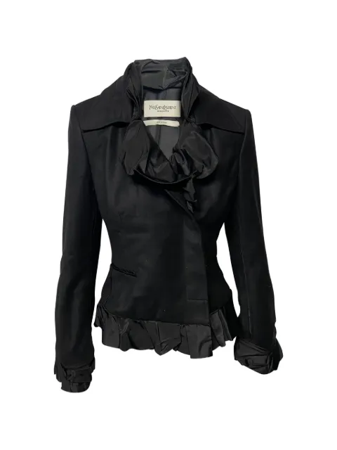 Saint Laurent Pre-Owned Rive Gauche ruffle evening blazer Black NAPPUGBCL086521W