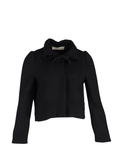 Marni Pre-Owned tie-detail long-sleeve cropped jacket Black NAPPUGBCL365250W