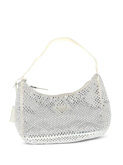 Prada Pre-Owned 2000 crystal-embellished re-edition 2000 shoulder bag Neutrals NAPPUGBBA369353W