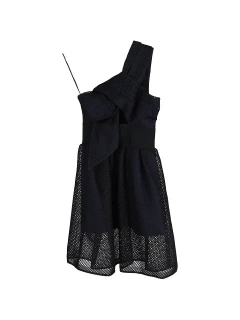 Self-Portrait one-shoulder mesh dress Black TONPUGBCL268013W