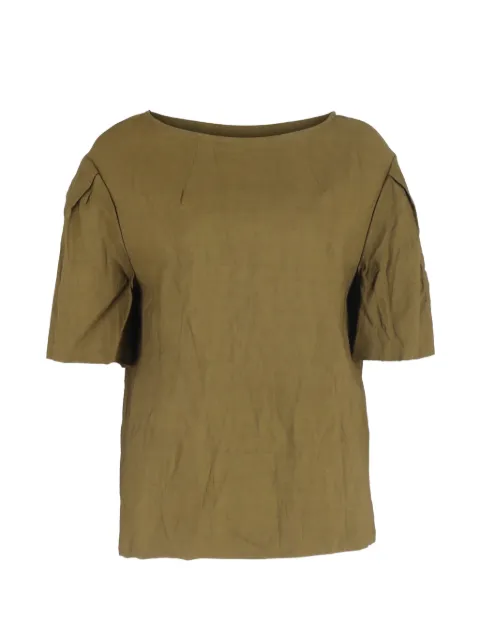 Dries Van Noten Pre-Owned short-sleeved crinkled blouse Green NAPPUGBCL452887W