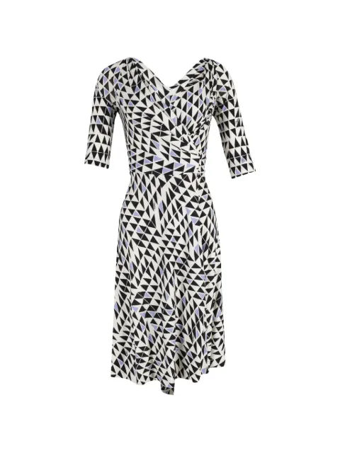 Diane Von Furstenberg Vintage Penna geometric-print wrap dress White TONPUGBCL227976W