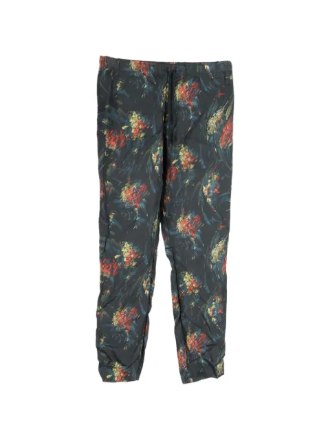 Dries Van Noten Pre-Owned floral-print drawstring trousers Grey NAPPUGBCL242138W
