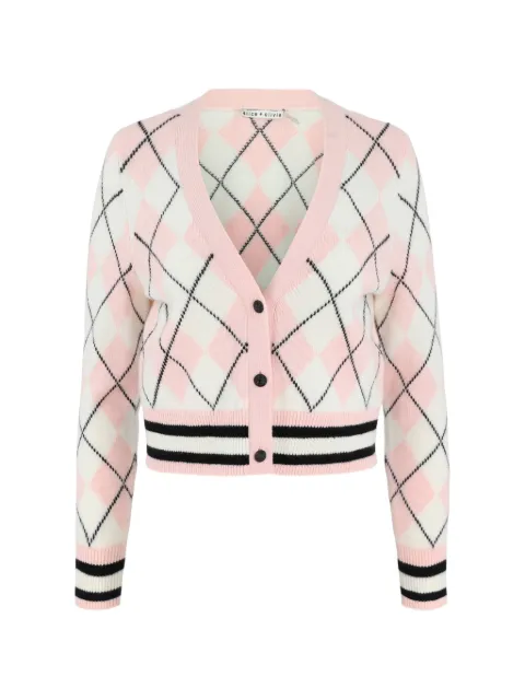 alice + olivia Grace argyle-knit cardigan Pink CC602529705