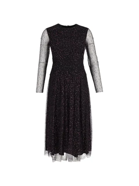 Escada Pre-Owned sheer-sleeve midi dress Black HNPUGBCL369063W