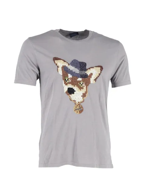 Lanvin Pre-Owned dog-embroidered T-shirt Grey HNDOGBCL345087M