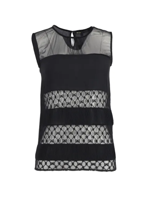 Maje sheer-panel silk top Black NAPPUGBCL291861W
