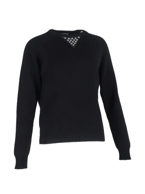 Saint Laurent Pre-Owned stud-embellished mock-neck sweater Black NAPPUGBCL461225W