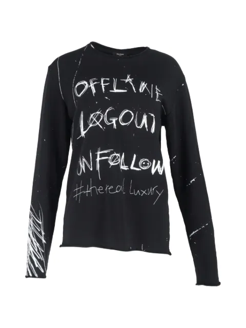 Balmain Pre-Owned long-sleeve T-shirt Black MRPPUGBCL460188W