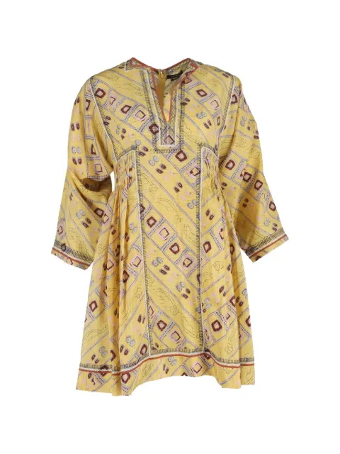 Isabel Marant Vintage V-neck mini dress Yellow NAPPUGBCL457544W