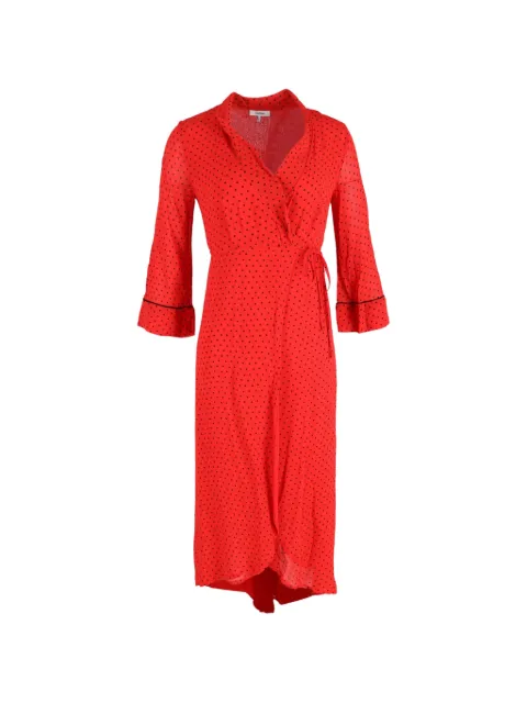 GANNI polka-dot wrap midi dress Red NAPPUGBCL410804W