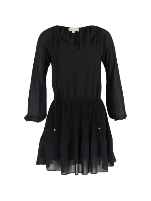 Michael Kors Vintage pleated long-sleeve mini dress Black NAPPUGBCL427695W