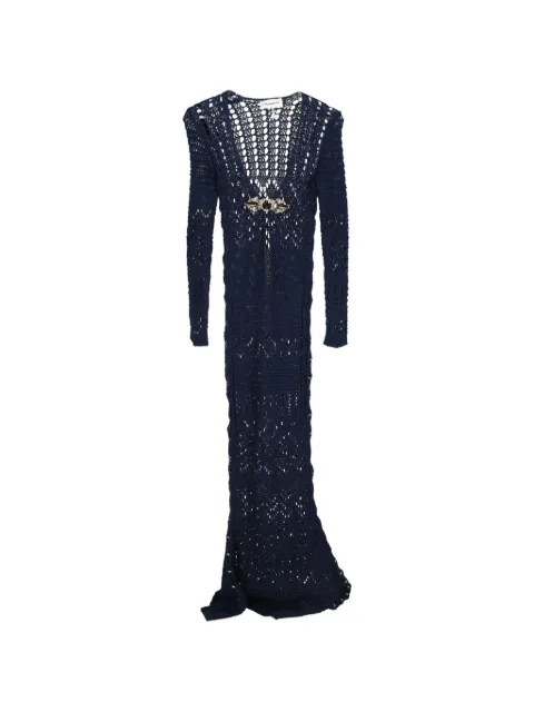 PUCCI Pre-Owned crochet V-neck maxi dress Blue NAPPUGBCL444229W