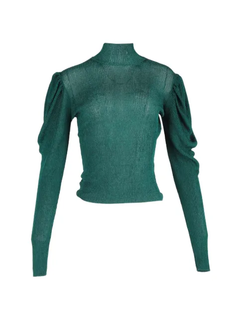 Caroline Constas puff-sleeve turtle-neck sweater Green NAPPUGBCL448415W