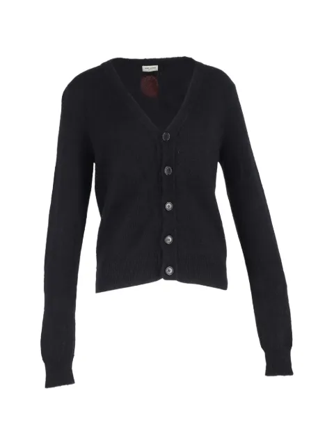 Saint Laurent Pre-Owned flamingo-motif buttoned cardigan Black NAPPUGBCL461223W