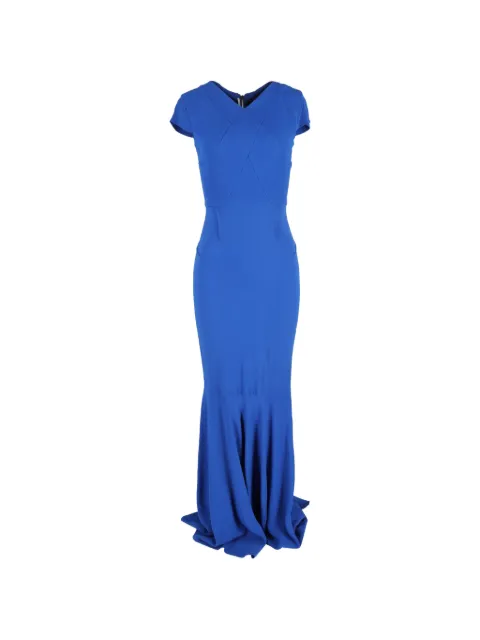 Roland Mouret Valey V-neck maxi dress Blue NAPPUUSCL457113W