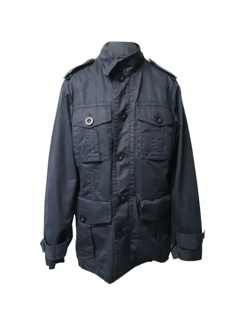 Burberry Pre-Owned single-breasted epaulets jacket Blue HNPUGBCL103485W