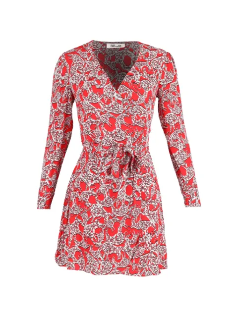 Diane Von Furstenberg Vintage wrap-design long-sleeve dress Red NAPPUGBCL377232W