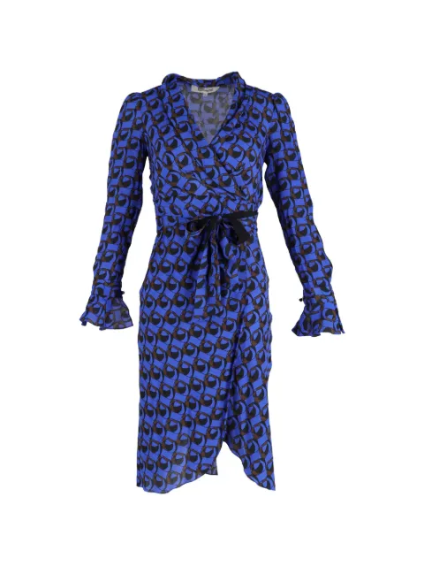 Diane Von Furstenberg Vintage printed wrap-effect midi dress Blue NAPPUGBCL377224W