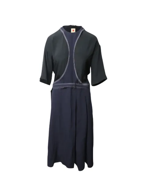Marni Pre-Owned contrast-stitch paneled midi dress Blue TONPUGBCL143307W