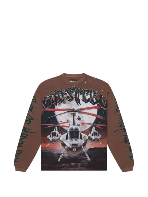 GODSPEED graphic-print long-sleeve sweatshirt Brown HFM408HS
