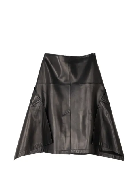 Brandon Maxwell cascade-hem leather mid skirt Black SK263PS26