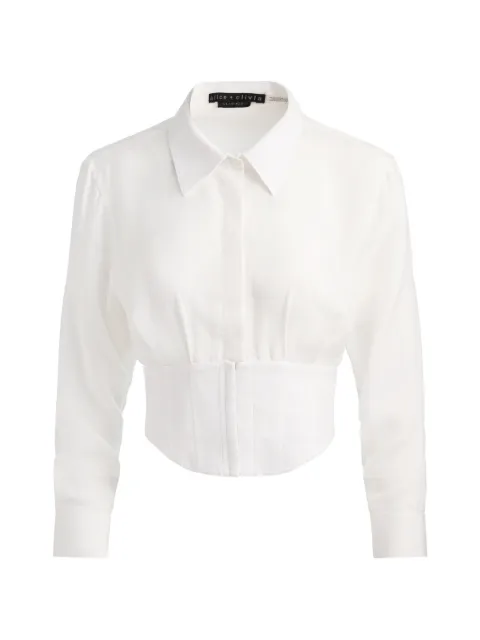alice + olivia Edie buttoned seamed top White CL000068017