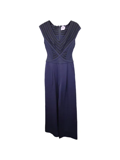 Hervé Léger striped V-neck jumpsuit Blue NAPPUUSCL361638W