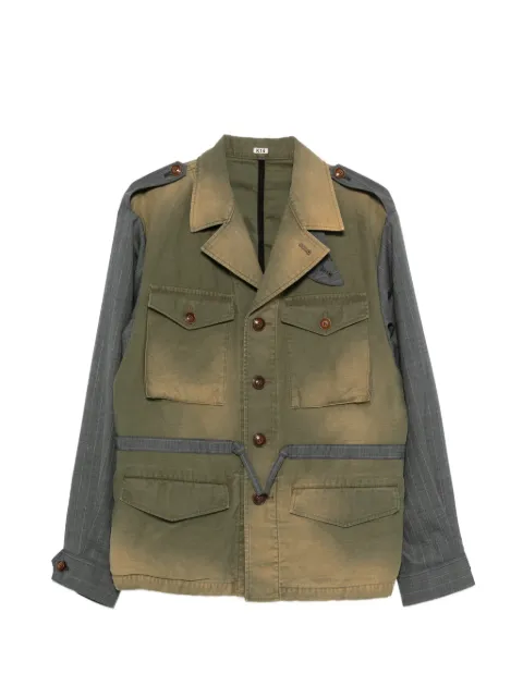 KHOKI pinstripe panelled jacket Green 26SSJK03KHAKI