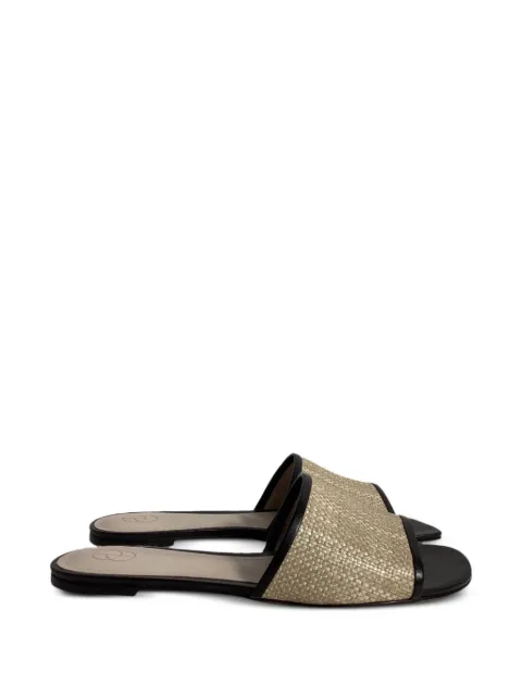 Porte & Paire leather-trim raffia slides Neutrals NAPPUUSSH459142W