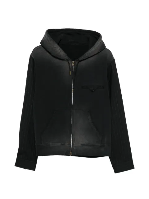KHOKI pinstripe zip hoodie Black 26SST12