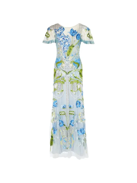 Temperley London Ostuni sequin floral gown Blue 00COHEV54114