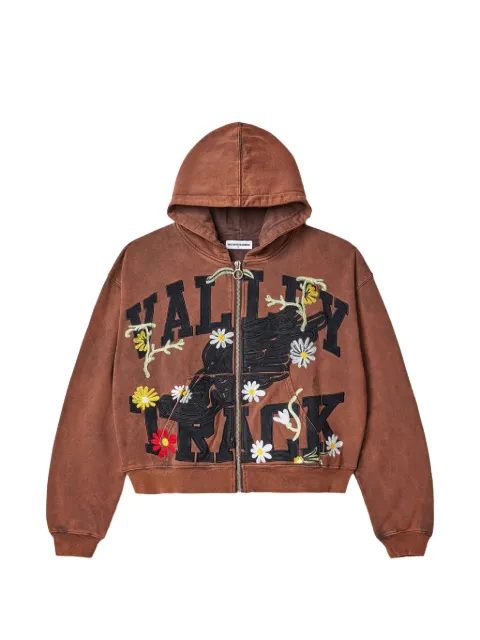 Vale Harmony Garden appliqué zip hoodie Brown UNGTKD3Z