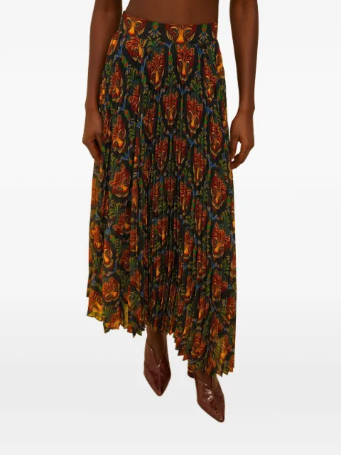 FARM Rio pleated print midi skirt Black 336551