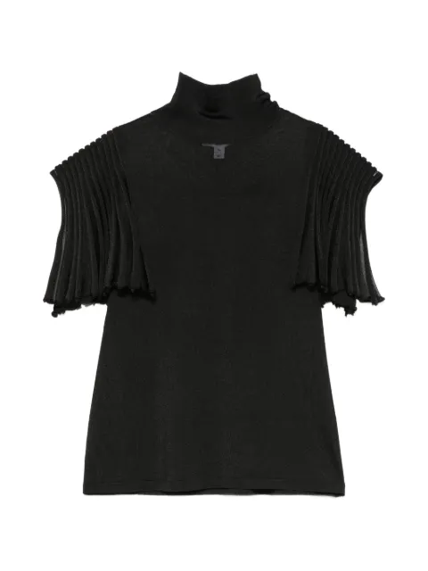Alaïa leaf-godet turtleneck knitted top Black AA9H1437K178C995