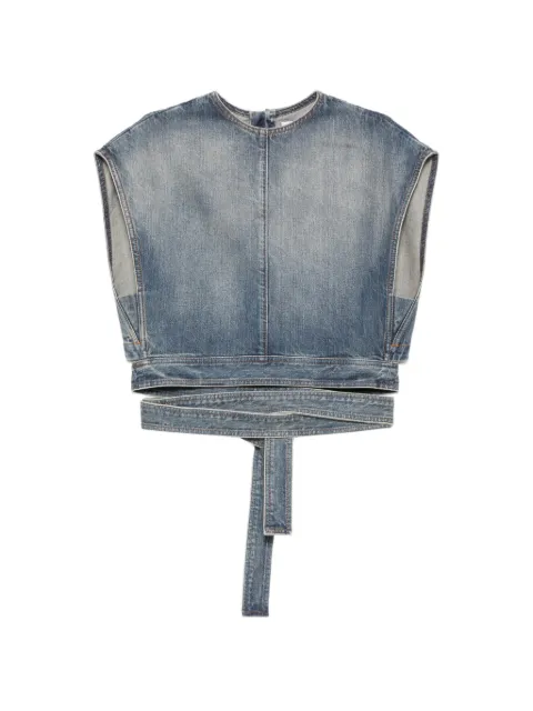 Alaïa belted denim top Blue AA9H1482D026C