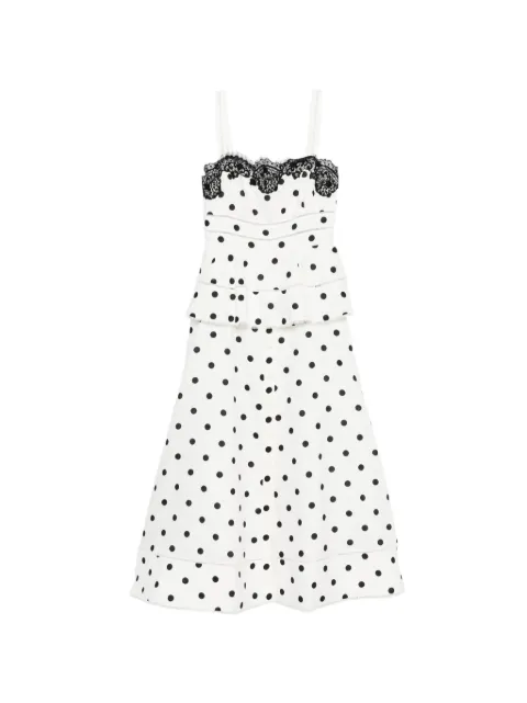 Self-Portrait polka dot-pattern lace-detail maxi dress White AC26022MW