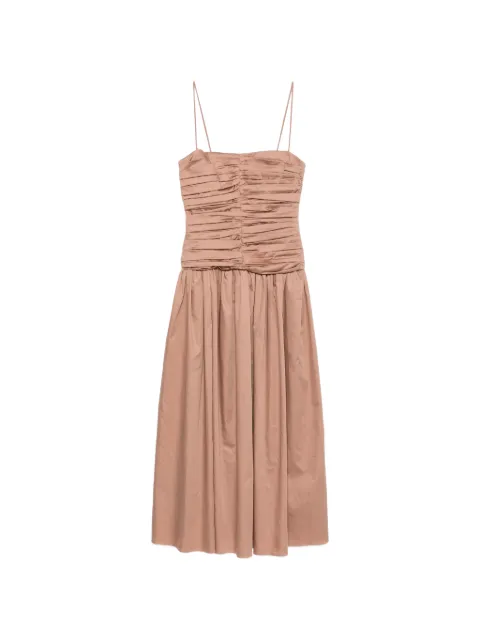 TOVE Amina ruched-bodice midi dress Neutrals TVD221MNK