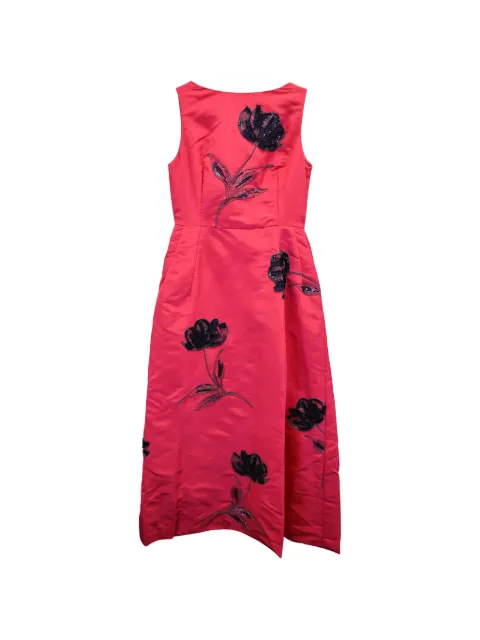 Oscar de la Renta Pre-Owned floral-embellished sleeveless dress Red NAPPUGBCL344831W