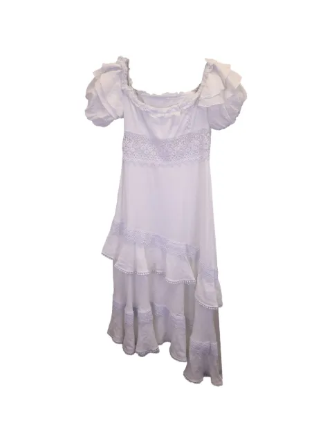 Charo Ruiz Ibiza Carmen asymmetric crochet mini dress White NAPPUUSCL361622W